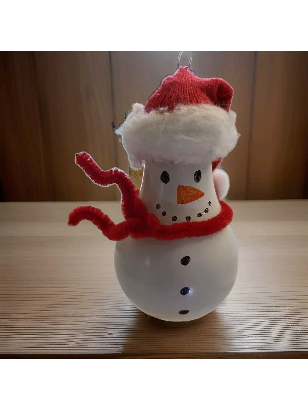 Vtg Glass Hand Painted Christmas Ornament Glass 4.5” OOAK Snowman
